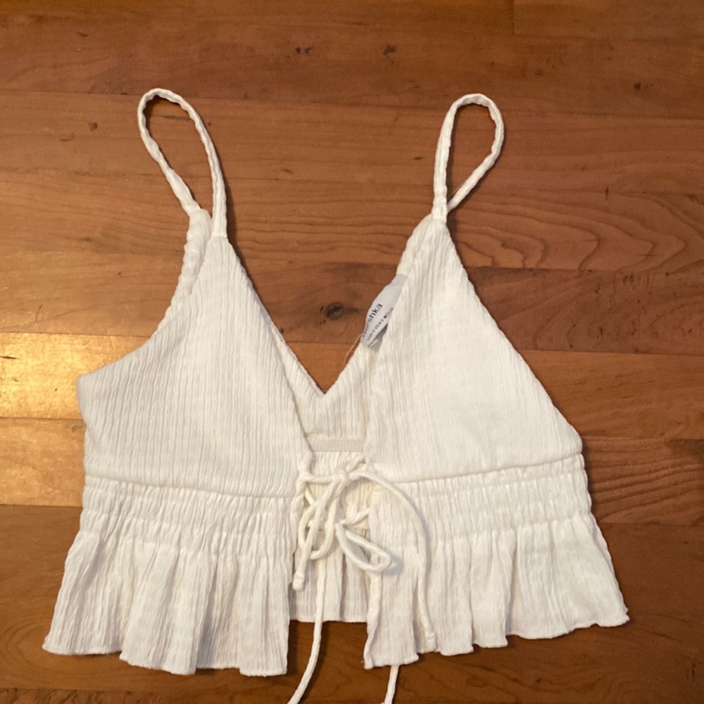 Bershka cropped white tank